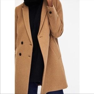Zara double breasted camel wool coat
